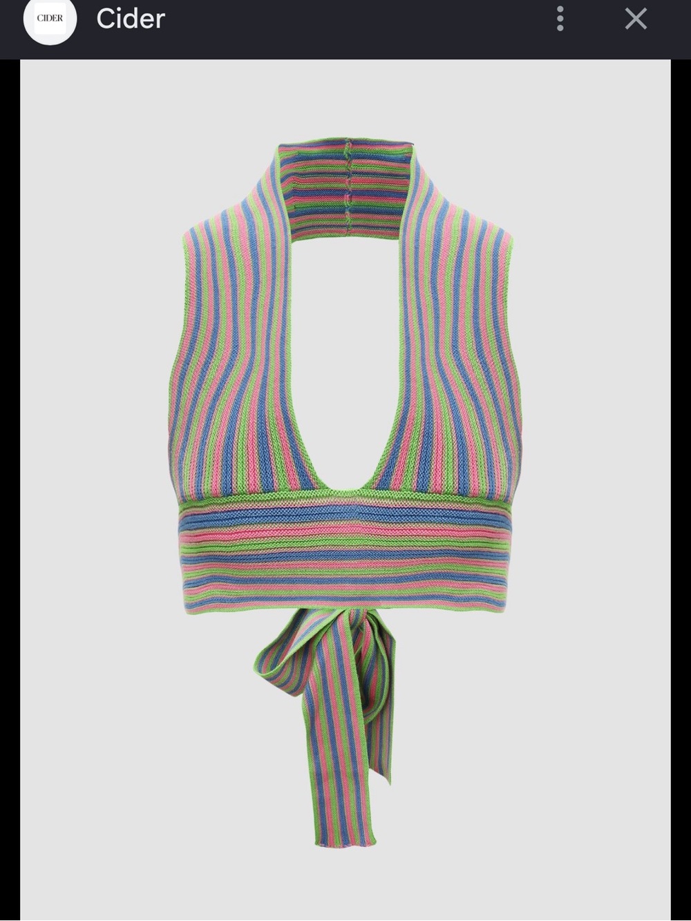 Cider Pastel Striped Halter Tie-Back Crop Top